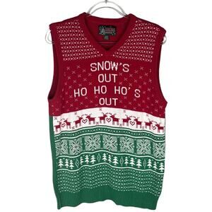Ugly Christmas Sweater Vest Snow's Out Ho Ho Ho's Out Large L